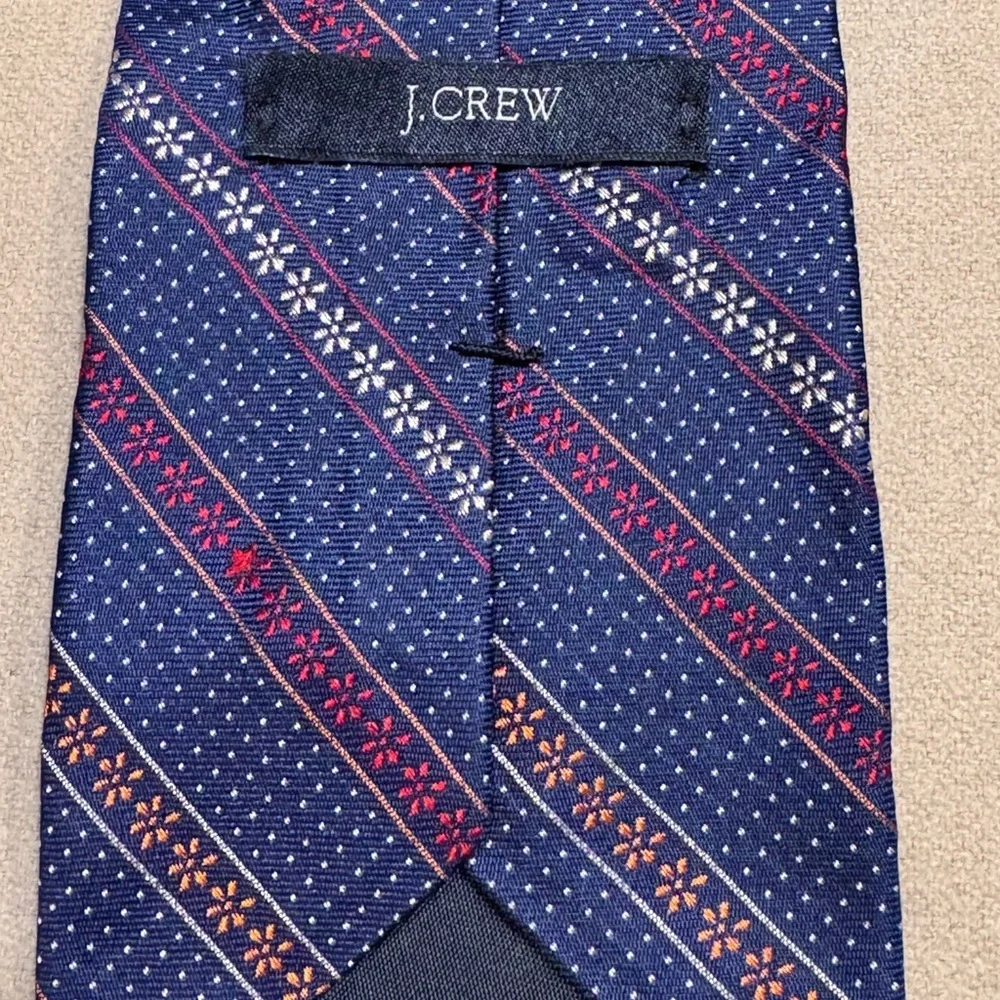 J. Crew Blue and Red Silk Striped Tie